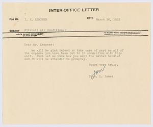 [Letter from T. L. James to I. H. Kempner, March 6, 1952]