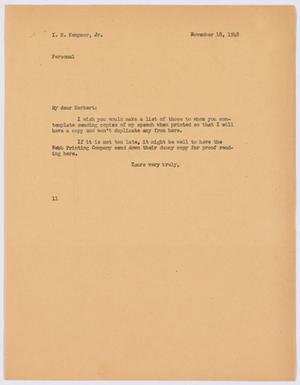 [Letter from I. H. Kempner to I. H. Kempner, Jr., November 18, 1948]