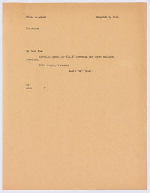 [Letter from I. H. Kempner to Thos. L. James, December 2, 1948]