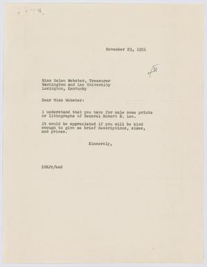 [Letter from I. H. Kempner, Jr., to Miss Helen Webster, November 23, 1951]