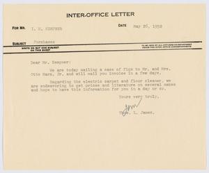 [Letter from T. L. James to I. H. Kempner, May 26, 1952]