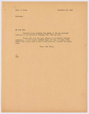 [Letter from I. H. Kempner to T. L. James, September 16, 1948]