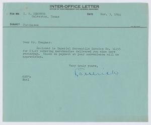 [Letter from G. D. Ulrich to I. H. Kempner, November 3, 1944]