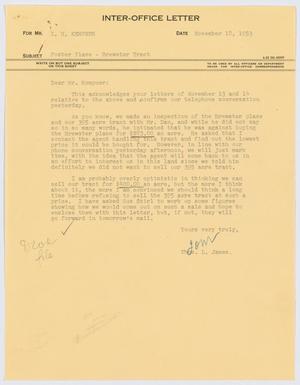 [Letter from T. L. James to I. H. Kempner, November 18, 1953]
