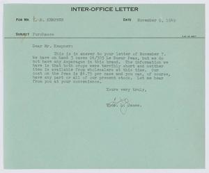 [Letter from T. L. James to I. H. Kempner, November 9, 1949]