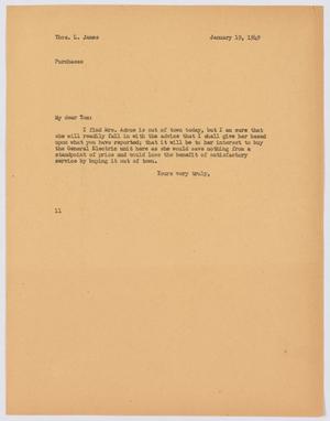 [Letter from I. H. Kempner to Thos. L. James, January 19, 1949]