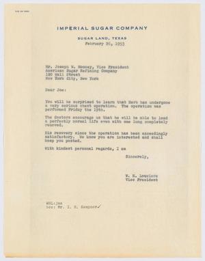 Primary view of object titled '[Letter from W. H. Louviere to Joseph W. Mooney, February 26, 1953]'.
