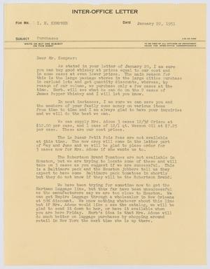 [Letter from T. L. James to I. H. Kempner, January 22, 1951]