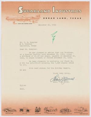[Letter from Thos. L. James to I. H. Kempner, December 21, 1953]