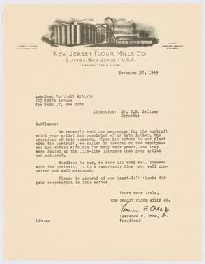 [Letter from Lawrence F. Orbe, Jr. to John E. Zeltzer, November 28, 1949]