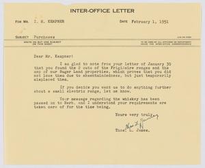 [Letter from T. L. James to I. H. Kempner, February 1, 1951]