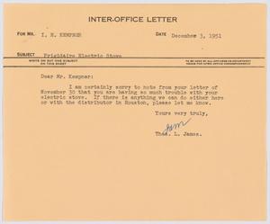 [Letter from T. L. James to I. H. Kempner, December 3, 1951]