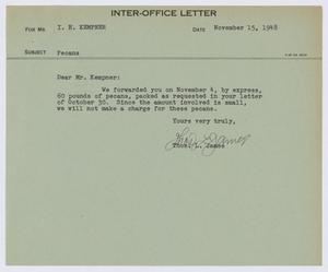 Primary view of object titled '[Letter from T. L. James to I. H. Kempner, November 15, 1948]'.