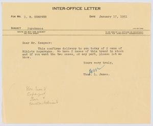 [Letter from T. L. James to I. H. Kempner, January 17, 1951]