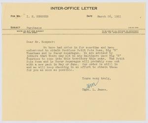 [Letter from T. L. James to I. H. Kempner, March 26, 1951]