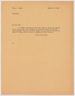 [Letter from I. H. Kempner to Thos. L. James, January 18, 1949]