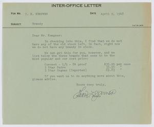 [Letter from T. L. James to I. H. Kempner, April 9, 1948]