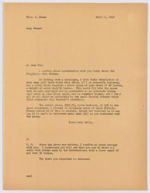[Letter from I. H. Kempner to Thos. L. James, April 1, 1948]