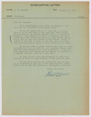 [Letter from T. L. James to I. H. Kempner, January 18, 1949]