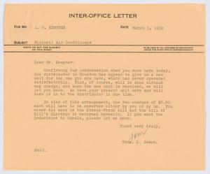 Primary view of object titled '[Letter from T. L. James to I. H. Kempner, March 5, 1952]'.