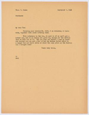 [Letter from I. H. Kempner to T. L. James, September 9, 1948]