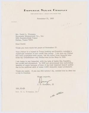 [Letter from I. H. Kempner, III, to David L. Florence, November 21, 1983]