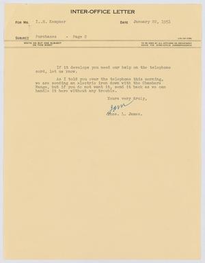 [Letter from Thomas L. James to I. H. Kempner, January 22, 1951]