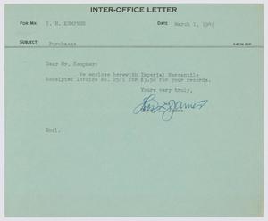 [Letter from T. L. James to I. H. Kempner, March 1, 1949]