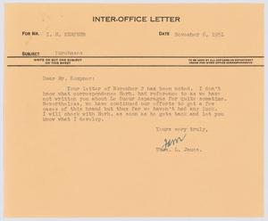 [Letter from T. L. James to I. H. Kempner, November 6, 1951]
