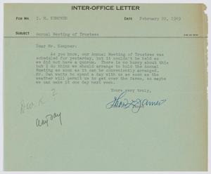 [Letter from T. L. James to I. H. Kempner, February 22, 1949]