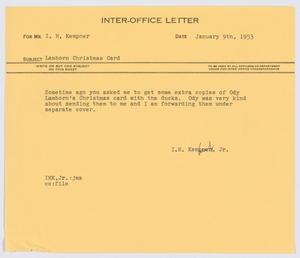 [Letter from I. H. Kempner, Jr., to I. H. Kempner, January 9, 1953]