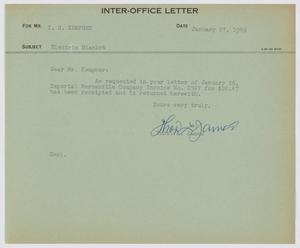 [Letter from T. L. James to I. H. Kempner, January 27, 1949]
