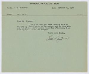 Primary view of object titled '[Letter from T. L. James to I. H. Kempner, October 19, 1948]'.