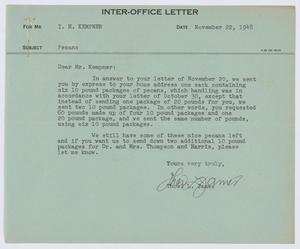 Primary view of object titled '[Letter from T. L. James to I. H. Kempner, November 22, 1948]'.