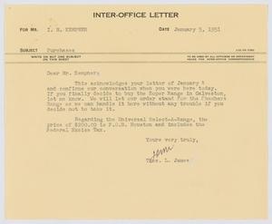 [Letter from T. L. James to I. H. Kempner, January 5, 1951]