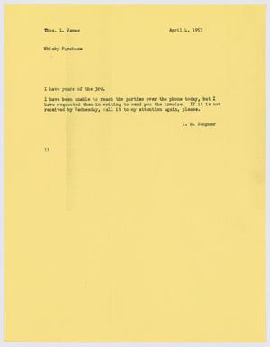 [Letter from I. H. Kempner to Thos. L. James, April 4, 1953]