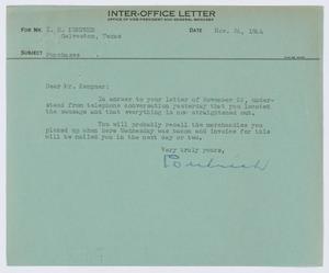[Inter-Office Letter from G. D. Ulrich to I. H. Kempner, November 21, 1944]