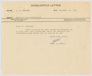 [Letter from T. L. James to I. H. Kempner, December 31, 1951]