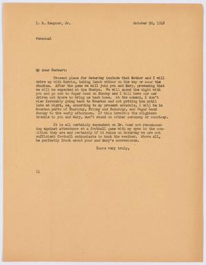 Primary view of object titled '[Letter from I. H. Kempner to I. H. Kempner, Jr., October 20, 1948]'.
