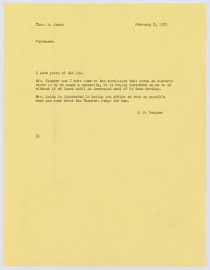 [Letter from I. H. Kempner to Thos. L. James, February 2, 1951]