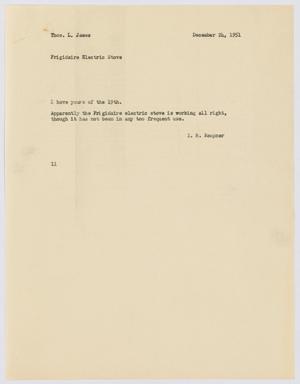 [Letter from I. H. Kempner to Thos. L. James, December 24, 1951]