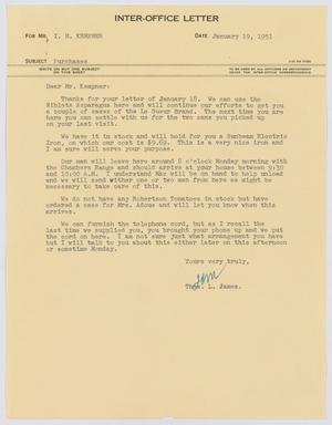 [Letter from T. L. James to I. H. Kempner, January 19, 1951]