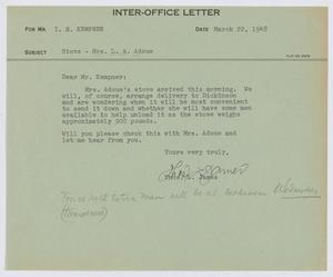 [Letter from T. L. James to I. H. Kempner, March 22, 1948]