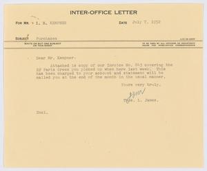 [Letter from T. L. James to I. H. Kempner, July 7, 1952]