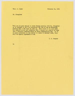 [Letter from I. H. Kempner to T. L. James, November 24, 1951]