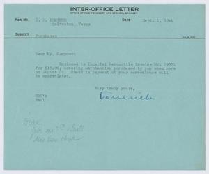 [Letter from G. D. Ulrich to I. H. Kempner, September 1, 1944]