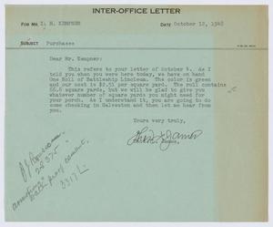 [Letter from T. L. James to I. H. Kempner, October 12, 1948]