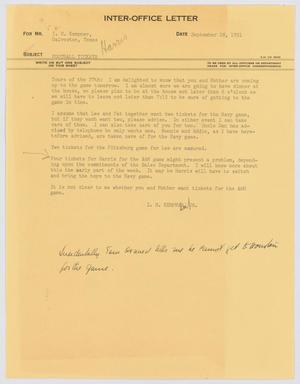 Primary view of object titled '[Letter from I. H. Kempner, Jr., to I. H. Kempner, September 28, 1951]'.