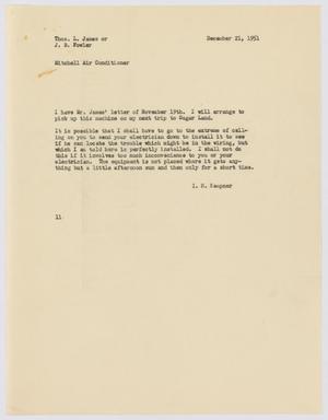 [Letter from I. H. Kempner, December 21, 1951]