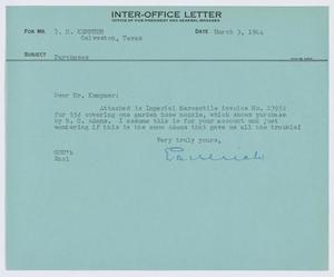 [Letter from G. D. Ulrich to I. H. Kempner, March 3, 1944]